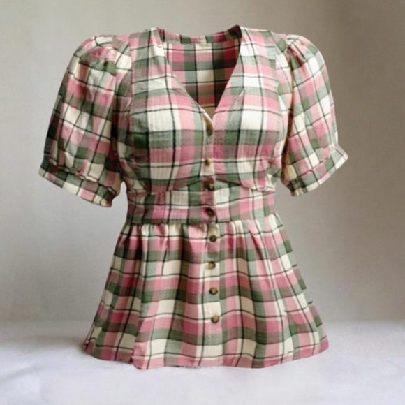 TORRID Babydoll Crinkle Flannel Gauze Button Up Short Sleeve Blouse NWT Size 1X - Picture 1 of 8